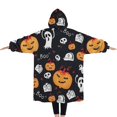 thumbnail image 2 of Oversized Wearable Blanket Hoodie,Halloween Ghost Pumpkin Medley Pattern Sherpa Blanket Hoodie with Super Pockets,Super Warm Fuzzy Pullover for Women & Men, 2 of 6
