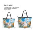 thumbnail image 2 of Women's Tote Handbag Cloth Handbag Large Tote Bag Shopping Bag Playful Cat Lying Sunflowers, 2 of 8