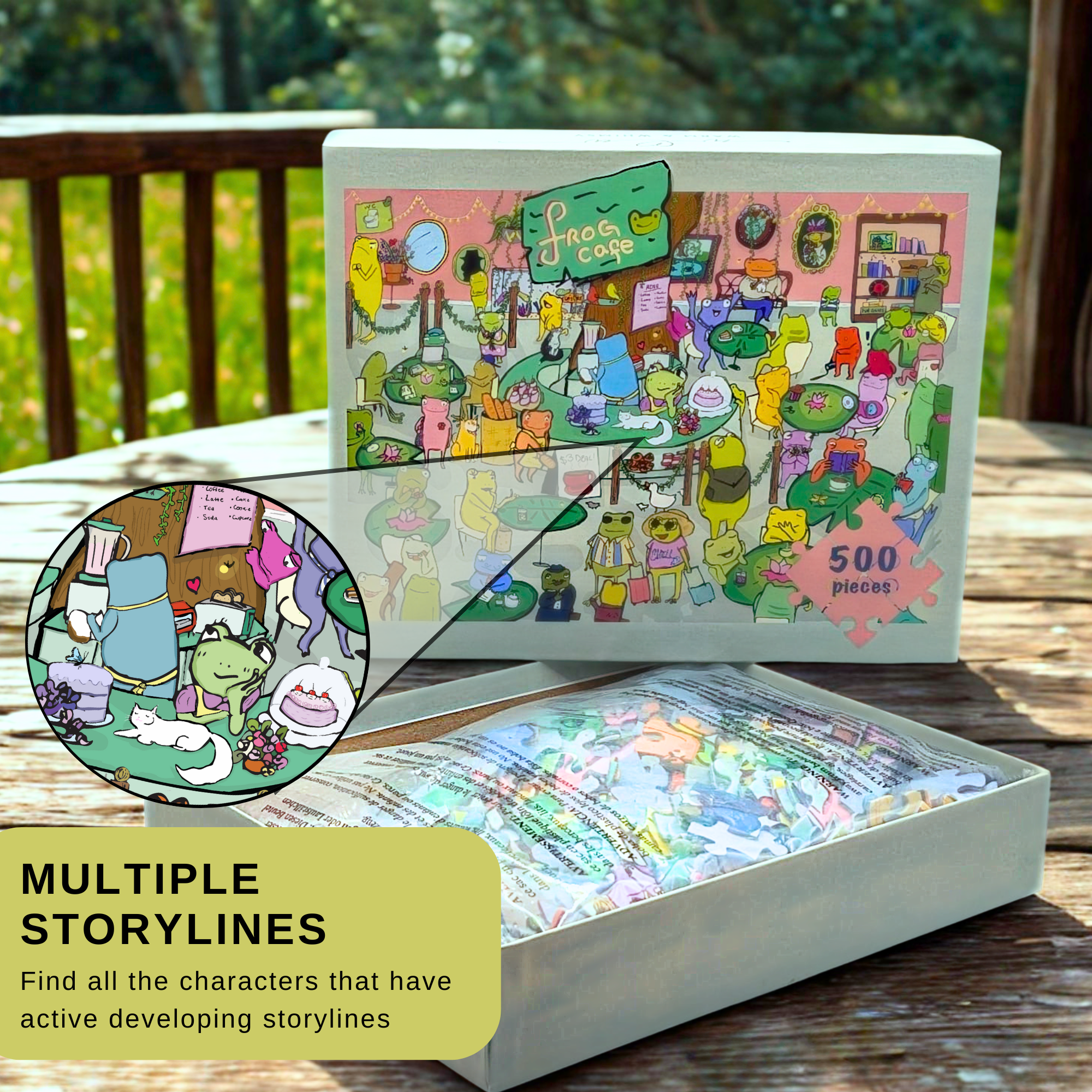 Frog Café 500‑Piece Premium Matte Jigsaw Puzzle – 19.25" x 26.6"