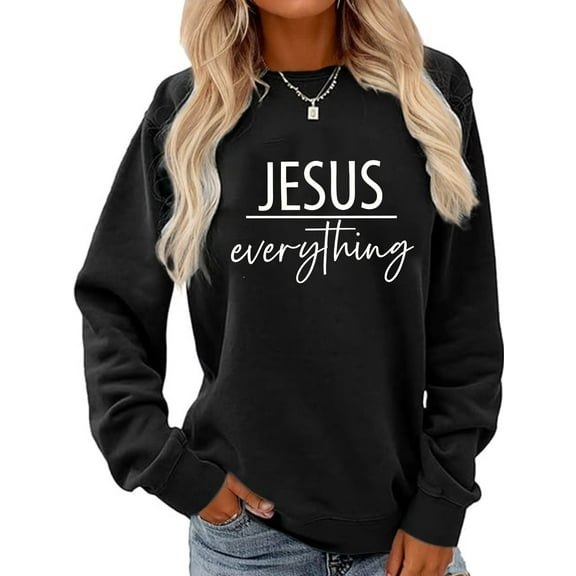 Women Christian Sweatshirt Jesus Graphic Shirt Casual Loose Crew Neck Top