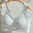 thumbnail image 5 of Womens Seamless Wireless Bra, Wide Strap V-Neck Breathable Casual Comfortable Smoothing Shaping Brassiere Blue Front Close Bra M, 5 of 5