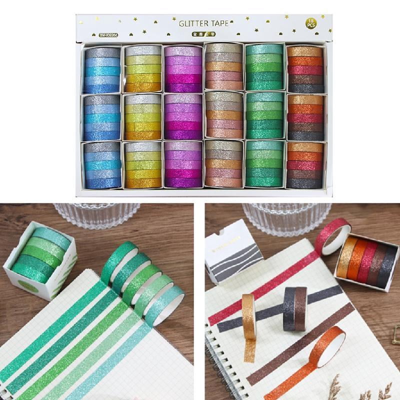 Zeiwohndc 18 Box Glittering Washis Tape Masking Tape Decorative Tape for Scrapbooking