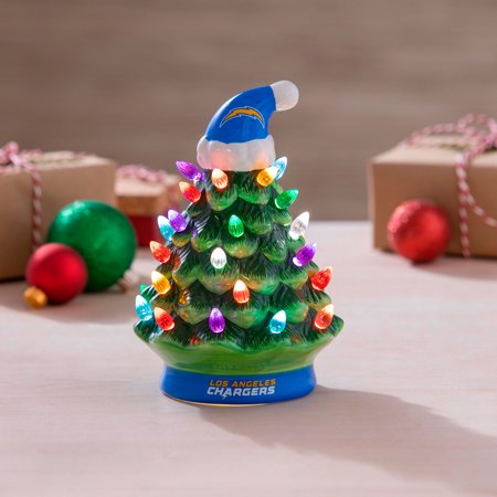 Los Angeles Chargers 8 Light Up Ceramic LED Christmas Tree