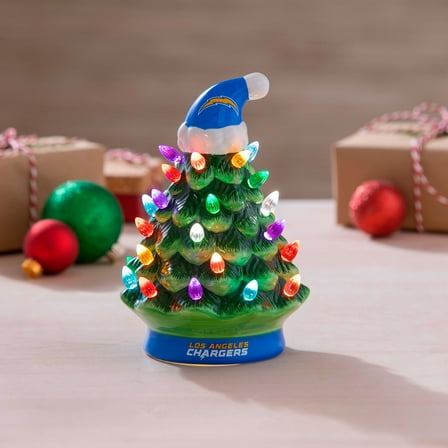 Los Angeles Chargers 8" Light Up Ceramic LED Christmas Tree