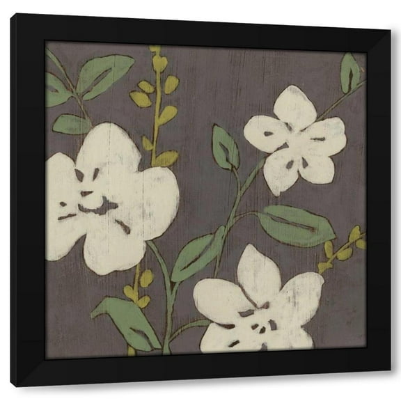 Jennifer Goldberger 12x12 Black Modern Wood Framed Wall Art Titled - Cream Florals II