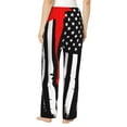 thumbnail image 3 of Picia Firefighters USA Flag Womens Soft Woven Cotton Elastic Waistband Sleep Pajama Pant Lounge Sleep Pant With Pockets And Drawstring-Small, 3 of 9