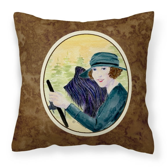 Carolines Treasures SS8549PW1414 Lady driving with her Briard Fabric Decorative Pillow, 14Hx14W, multicolor