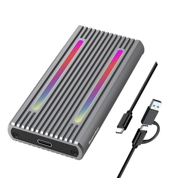 USB C Dual Protocol M2 NVMe SSD Enclosure 10Gbps PCIe SSD Box M.2 NVMe NGFF SATA 5Gbps SSD Disk Case with RGB LED Light