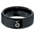 thumbnail image 2 of Tungsten Snake Serpent Slither Rattle Bite Band Ring 8mm Men Women Comfort Fit Black Beveled Edge Polished, 2 of 4