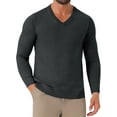 thumbnail image 1 of SUÉTER DE PULLOVER DE PUNTO DE COLOR SÓLIDO DE MANGA LARGA PARA HOMBRE V-CUELLO M NEGRO GRIS, 1 of 6