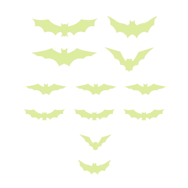 Glow In The Dark Halloween Bats Wall Decal 3D Fluorescent Stickers For DIY Neon Party Indoor Decorations 12PCS