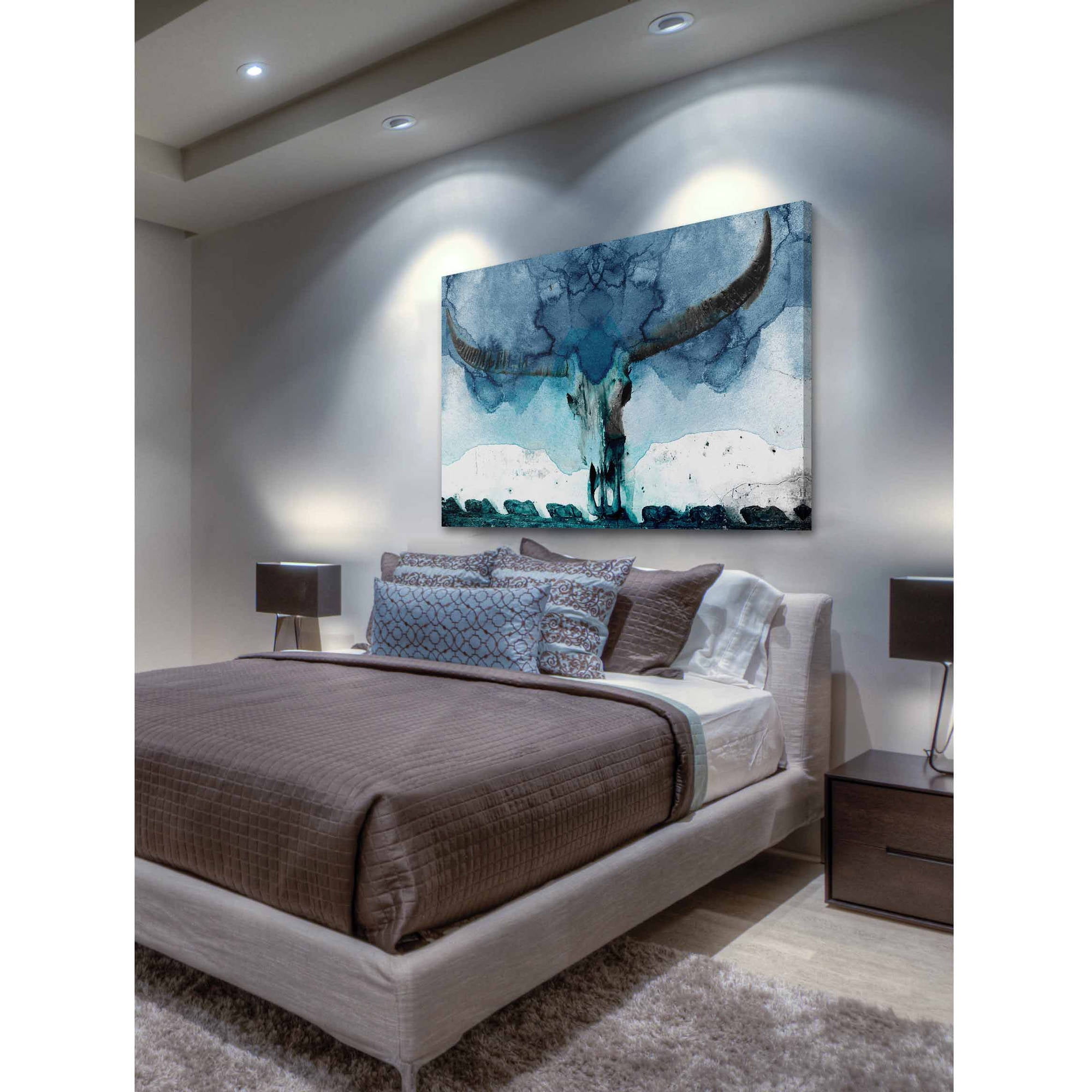 "Horned Blue" Painting Print on Wrapped Canvas
