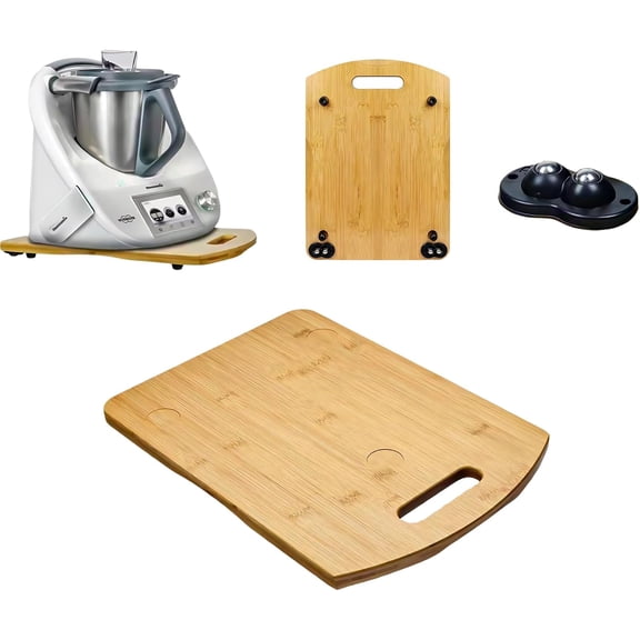 Tesyar 16×11 Inch Bamboo Appliance Slider Tray, 360° Silent Rolling Wheel Moving Tray for Coffee Maker, Air Fryer & Stand Mixer
