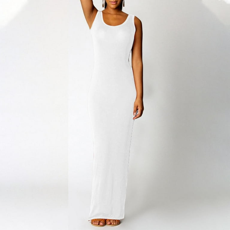 DJskiyers Plus Size Dresses For Curvy Women Fit Bodycon Dresses Trendy  Cocktail Dresses Comfy Tank Dress Sleeveless Maxi Dress - Walmart.com