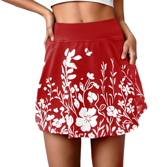 oqasdz Skirts for Women Floral Prints High Waist Loose Casual Short Skirt Comfort Stretchy Breathable Fashion Outdoor Activities Streetwear
