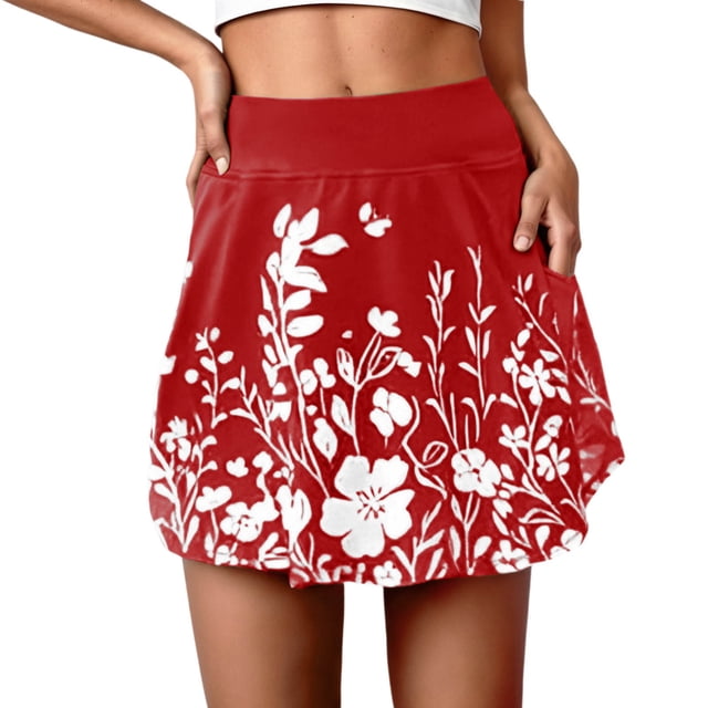 SHIXIAOO Jupe-Short Décontractée à Imprimé Floral d'Été pour Femmes, Jupe Courte Confortable, Extensible, Respirante, Mode pour Activités Extérieures, Mini Jupe Aguichant, Jupes Longues en Denim