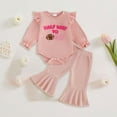 thumbnail image 2 of 6-12 Months Toddler Kids Girls Clothes Ruffled Tops and Pants with Pockets Clothing Sets 2 Piece Outfits Set Children's Gift Set Girls Red Tracksuit, 2 of 4