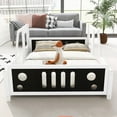 thumbnail image 2 of Full Size Classic Car Bed with Wheels - Sturdy Pine Wood | White, 2 of 13