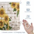 thumbnail image 4 of Yellow Sunflower Bee Shower Curtain for Bathroom, Vintage Yellow Floral Bee Green Plant Wooden Grain Waterproof Cloth Fabric Bathroom Accessories Set with 12 Rust Proof Plastic Hooks, 36"x72", 4 of 9