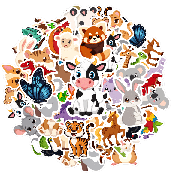 35pcs-50pcs Adorable Stickers Animal Kids Stickers Toy PVC Stickers for Laptops Cars