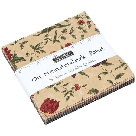 Kansas Jayhawks Fabric - On Meadowlark Pond Moda Charm Pack by Kansas Troubles Quilters; 42 - 5