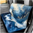 thumbnail image 3 of Pzuqiu 14 Pcs Automobile Interior Sets Front Rear Seat Covers for Cars Steering Wheel Seat Belt Headrest Cover Coasters Center Console Pad Keychain Gift for Women Blue Marble Texture Print Durable, 3 of 7