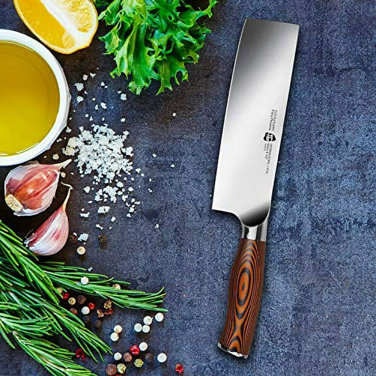 TUO Nakiri Knife - Vegetable Cleaver Kitchen Knives - Japanese Chef Knife  German X50CrMoV15 Stainless Steel - Pakkawood Handle - 6.5 - Fiery Series  
