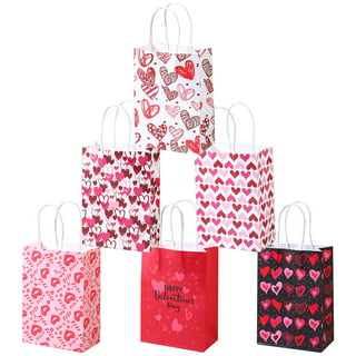 182 Pcs Valentines Gift Bags Valentine Cellophane Bags, 7 Assorted Styles Valentine Treat Bags Valentine Goodies Bags with 35 Pcs Gift Tags & 200