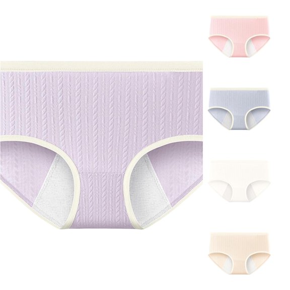 Women's Leak Proof Panties Breathable Pure Crotch Briefs Underwear, L, Purple