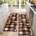 thumbnail image 4 of Kitchen Rugs Sets Of 2,Orange and Black Plaid Christmas Snowflake Pattern Anti Fatigue Kitchen Mat Rugs Non Slip Washable,Decorative Kitchen Floor Mats for Kitchen,Sink,Laundry,17"X47", 4 of 5