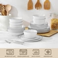 thumbnail image 2 of Vancasso 24 Piece Glossy Glazed Ceramic Dinnerware Set, Elegant Plates and Bowls Sets, Dishwasher & Microwave Safe, Dish Sets for 6, Black Trim, 2 of 7