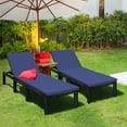 thumbnail image 2 of Costway 2PCS Patio Rattan Lounge Chair Chaise Recliner Adjust with Navy & Off White Cover, 2 of 8