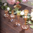 thumbnail image 2 of Efavormart Set of 4 Assorted Gold Glass Taper Votive Candle Holders, Lined Crystal Glass Tea Light Candle Stand Set - 4", 5.5", 6", 9", 2 of 11