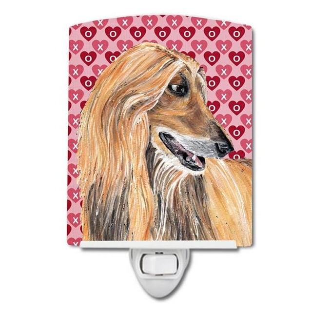 Carolines Treasures SC9503CNL Afghan Hound Hearts Love & Valentines Day Ceramic Night Light