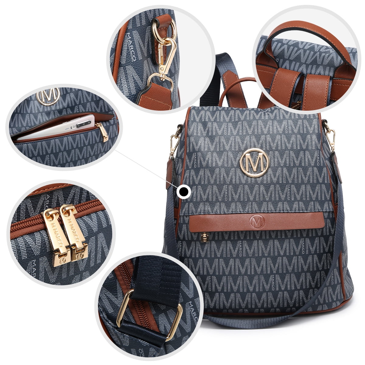 MKP Woman Leather Backpacks Handbags Anti-theft Travel School Books Bag Lady Shoulder Purse