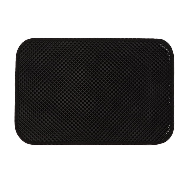 Cat Litter Pad Prevent Slip Waterproof Bottom Double Layer EVA Litter Trapping Mat for Kitten 45x30cm Black