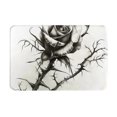 thumbnail image 1 of Balery Black And White Rose Felpudo de franela, resistente a las manchas y a la decoloración, para uso interior y exterior, fácil de limpiar, 40 x 60 cm, 1 of 7