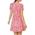 thumbnail image 3 of Allegra K Women's Tie V Neck Short Sleeve Ruffle Floral a-Line Dress, 3 of 7