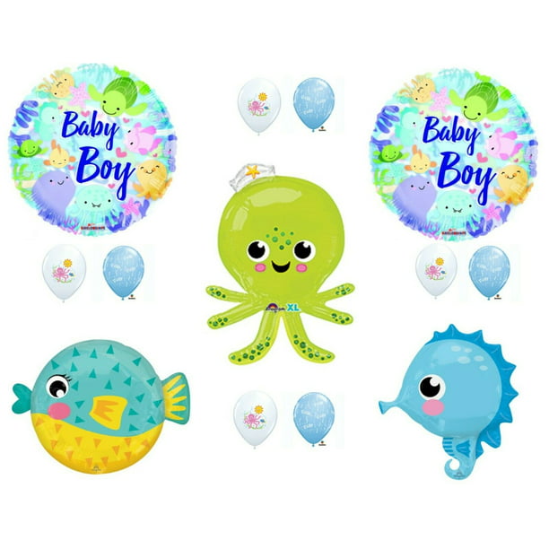 Octopus It S A Boy Baby Shower Balloons Decorations Under The Sea Ocean Walmart Com Walmart Com