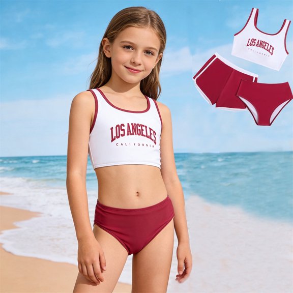 ibiyuan Girls Period Swimwear Two Pieces Adjustable Straps Girls Bathing Suits Size 7-8 Quick Dry Tropical Print Tankini Set Ruffle Ruched Rash Guard Bikini Sets for Swim Team Beach Swimwear