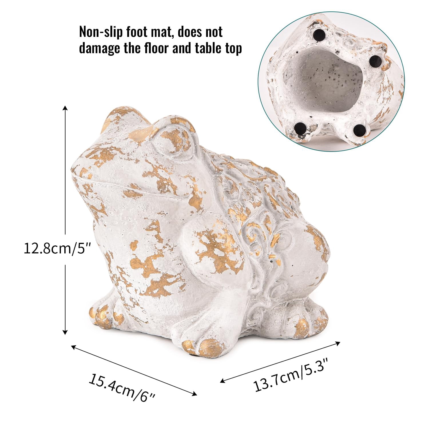 Sungmor Frog Figurine Garden Decor, Cement Frog Statue for Patio Yard Lawn Ornament, Indoor Outdoor Large Stone Frog Decorations Statue, Funny Animal Sculpture Gardening Gift
