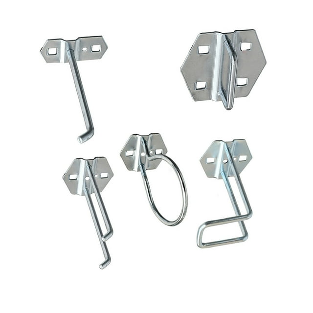 OULII 1Set Peg Board Hook Silver Metal Tool Hanging Hook for Garage Storage Organizer