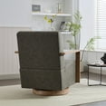 thumbnail image 4 of 30" Swivel Accent Chair - 360° Rotating PU Leather Lounge Chair with Solid Wood Armrests - Coffee/Brown/Gray (300lb Capacity), 4 of 9