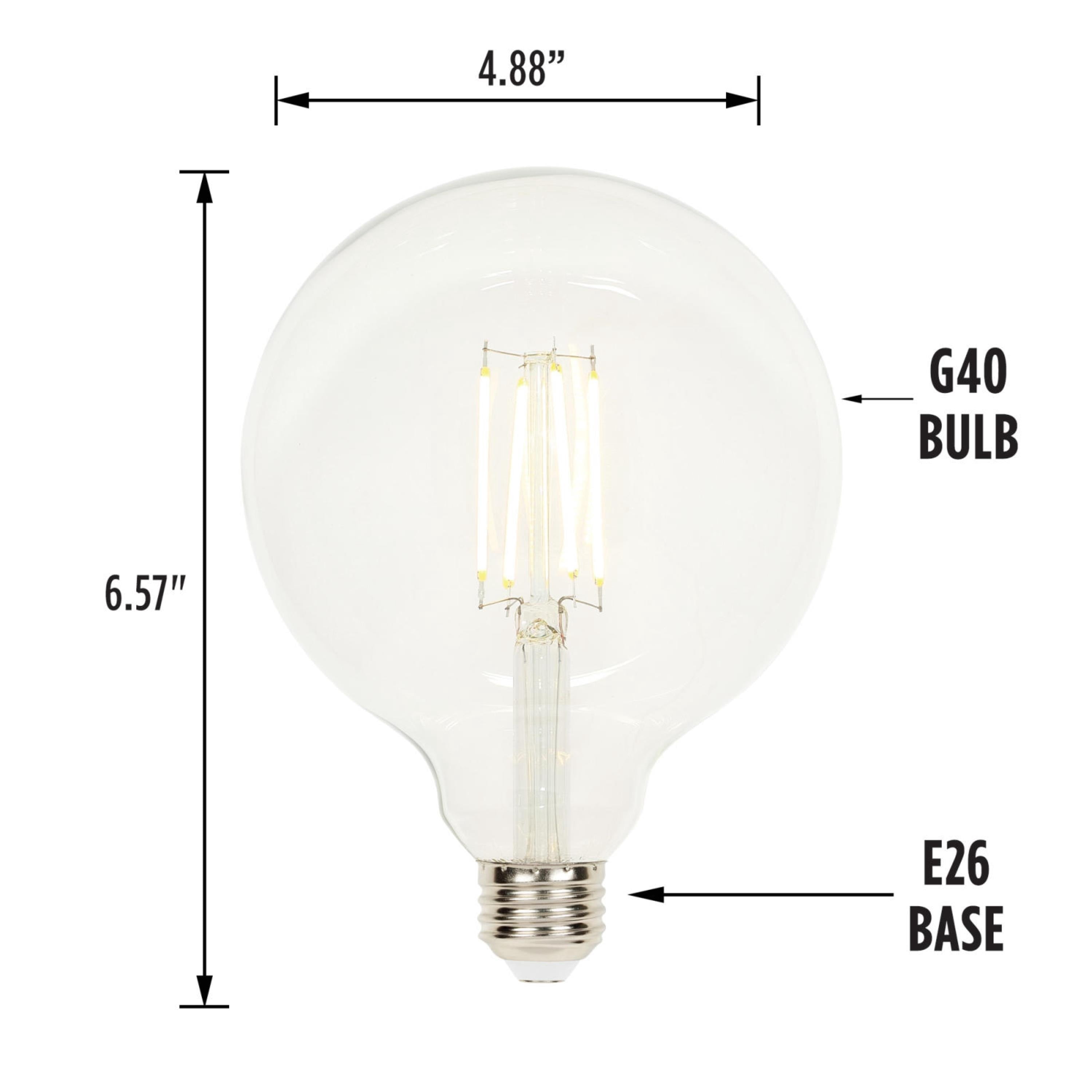Westinghouse Lighting  6.5-Watt (60-Watt Equivalent) Clear G40 Dimmable Filament LED Light Bulb, Medium Base 6-Pack