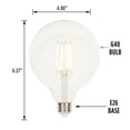 thumbnail image 4 of Westinghouse Lighting  6.5-Watt (60-Watt Equivalent) Clear G40 Dimmable Filament LED Light Bulb, Medium Base 6-Pack, 4 of 5