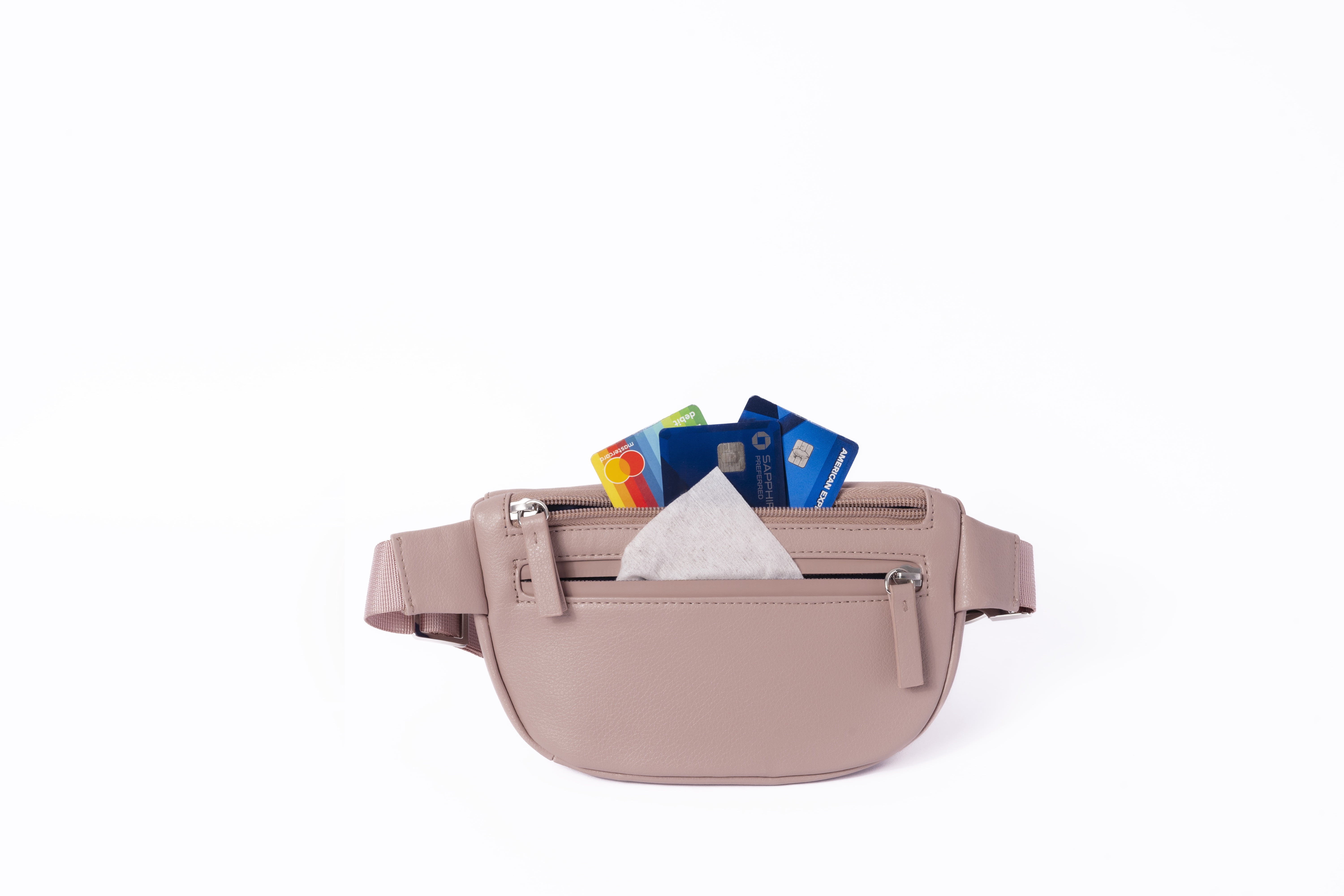 Kibou Mini Vegan Leather Premium Fanny Pack Diaper Bag - BLUSH