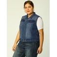 thumbnail image 4 of Chaqueta sin mangas de mezclilla para mujer de tallas grandes Agnes Orinda 5X azul, 4 of 7