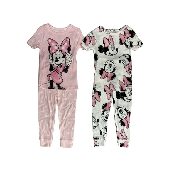 Toddler Girls' 4pc Snug Fit Cotton Minnie Mouse Pajama Set - Pink 4T