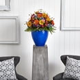thumbnail image 3 of Nearly Natural Giant Mixed Floral Artificial Arrangement in Blue Vase, 3 of 5