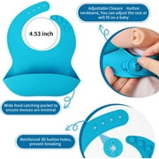 AYAOQIANG Soft Silicone Baby Feeding Set, Baby Led Weaning Set Infant Self Eating Utensil Set 7pcs Gray Blue